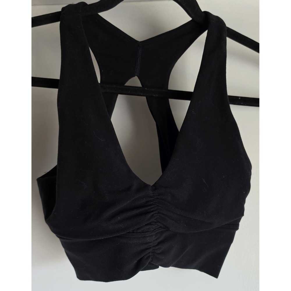 TnAction Sports Bra Women S Black Sleeveless V-Neck Athletic Athleisure